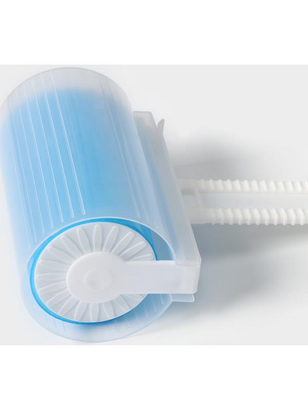 Ролик для чистки одежды в футляре силиконовый, 17×11×6 см, цвет голубой