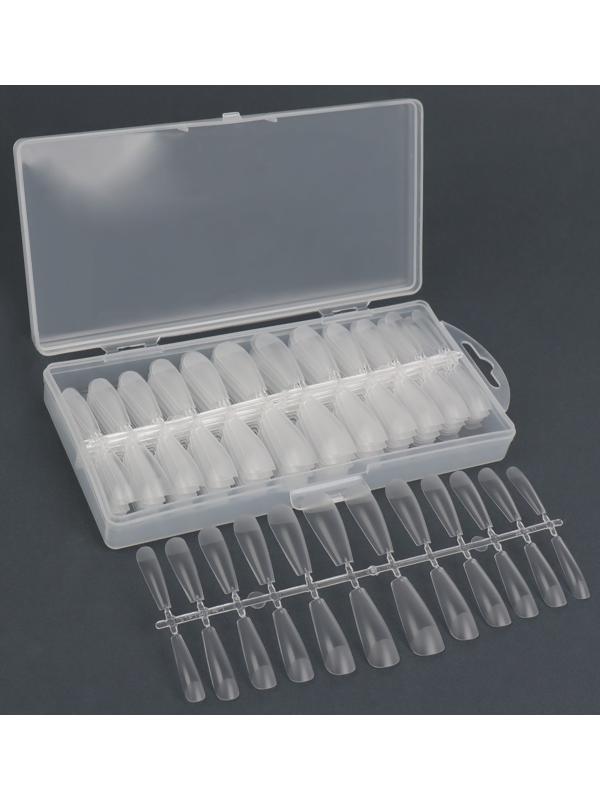 Гелевые типсы для наращивания ногтей, 240 шт, форма балерина, полное матовое покрытие, в контейнере, цвет прозрачный