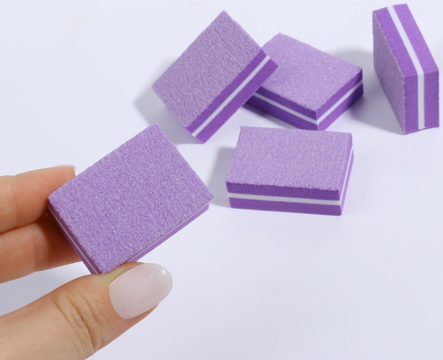 Бафы наждачные для ногтей, набор 50 шт, двухсторонние, 3,5 × 2,5 см, цвет фиолетовый