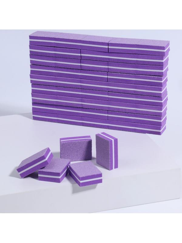 Бафы наждачные для ногтей, набор 50 шт, двухсторонние, 3,5 × 2,5 см, цвет фиолетовый