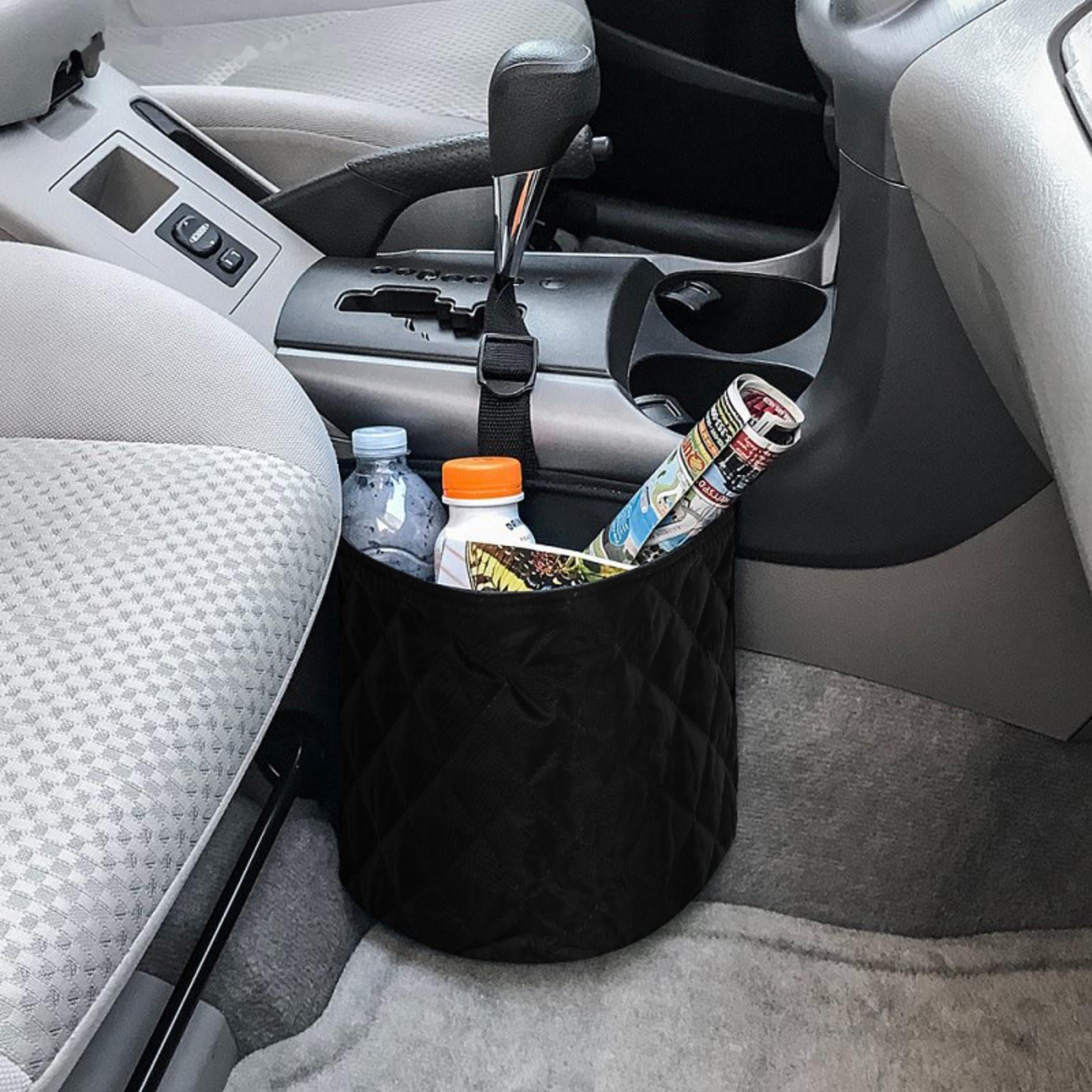 Урна-органайзер в автомобиль, стеганая, оксфорд, черная, 24 х 20 см