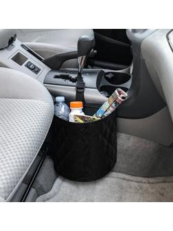 Урна-органайзер в автомобиль, стеганая, оксфорд, черная, 24 х 20 см