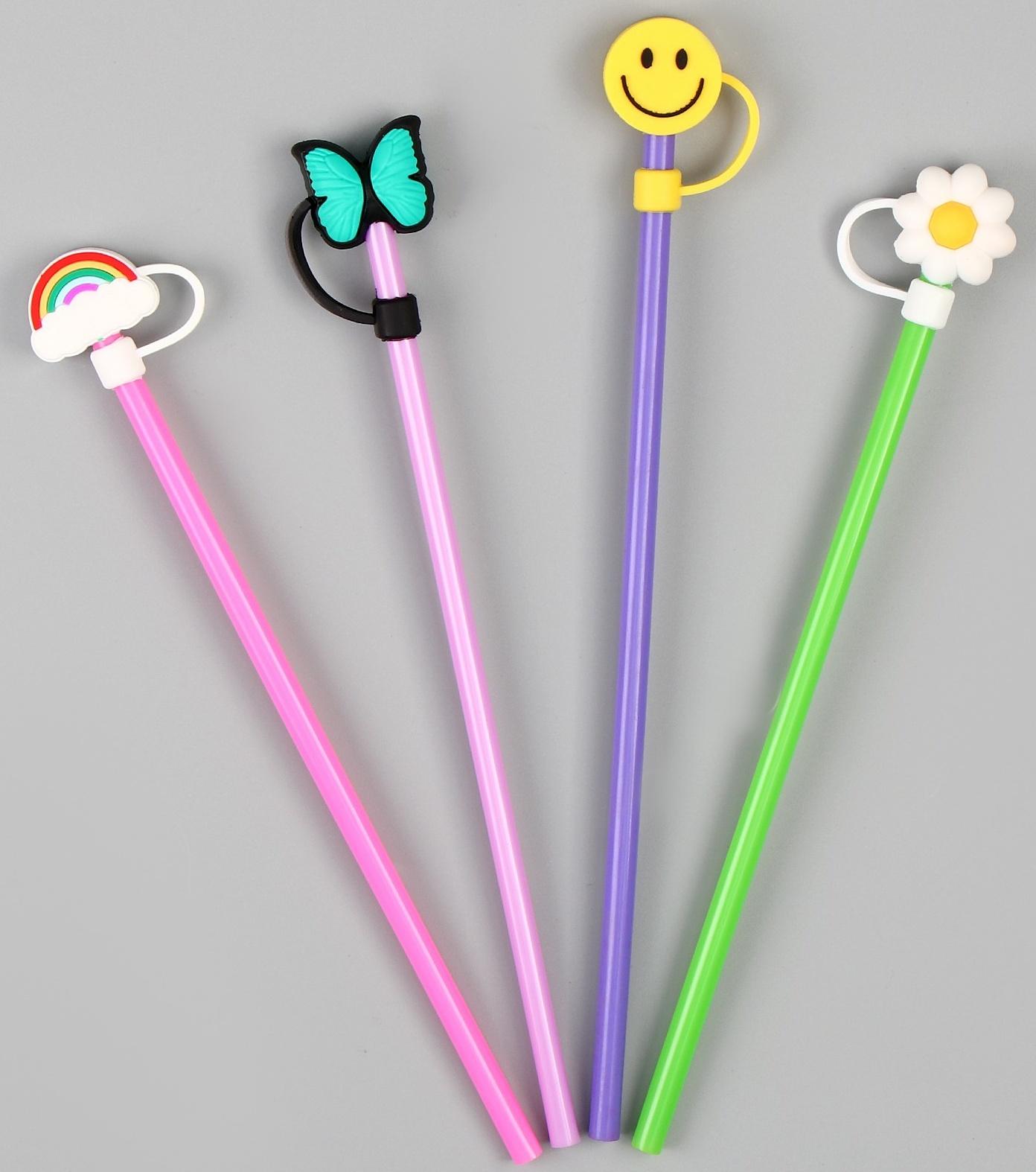 Трубочки для коктейля «Лето», набор 4 шт, цвет МИКС