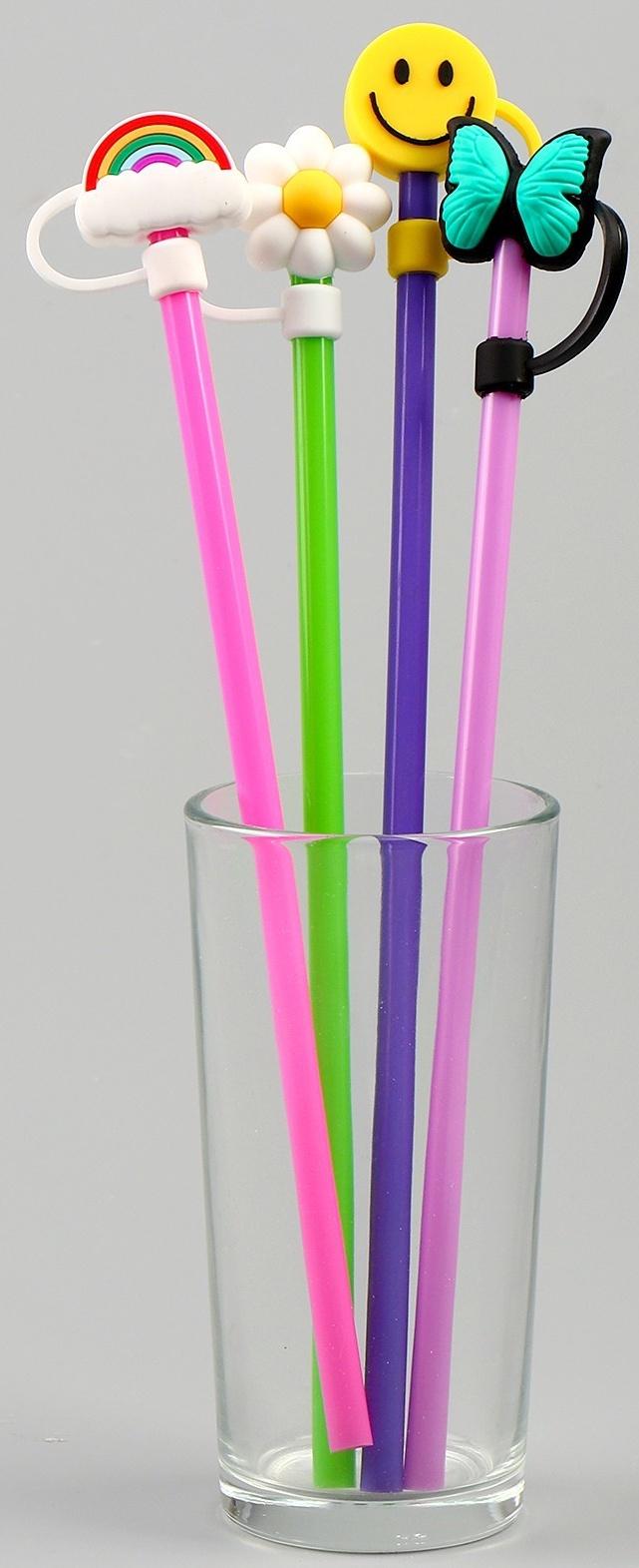Трубочки для коктейля «Лето», набор 4 шт, цвет МИКС