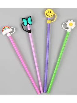 Трубочки для коктейля «Лето», набор 4 шт, цвет МИКС