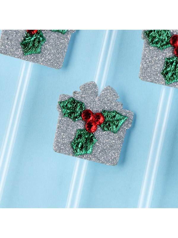 Трубочка подарок ягодка серебро, набор 6 штук