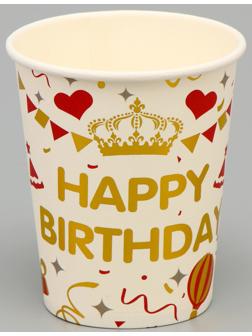 Стаканы бумажные «С Днём рождения!», 6 шт, цвет белый