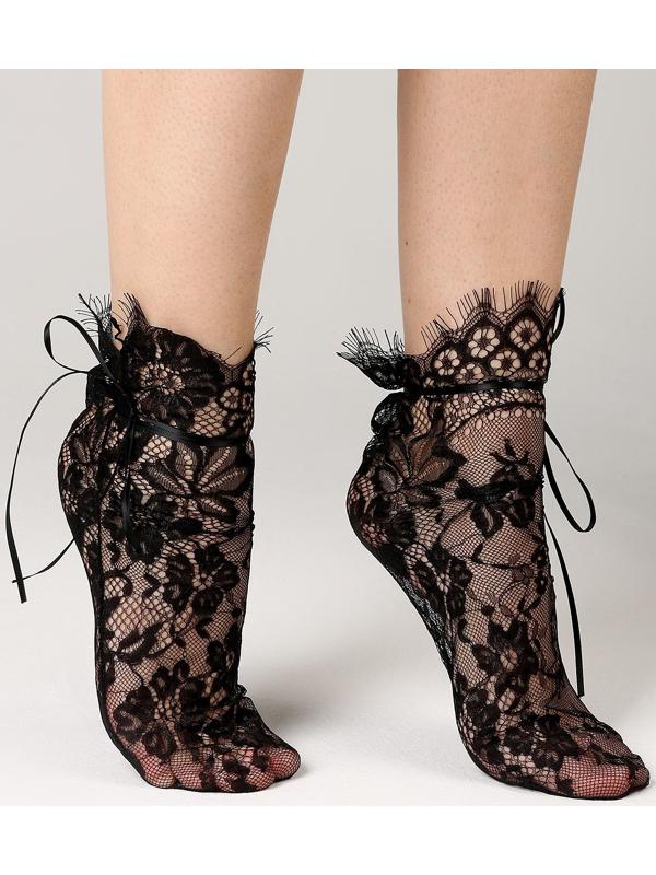 Карнавальный аксессуар- носки, цвет черный, кружево