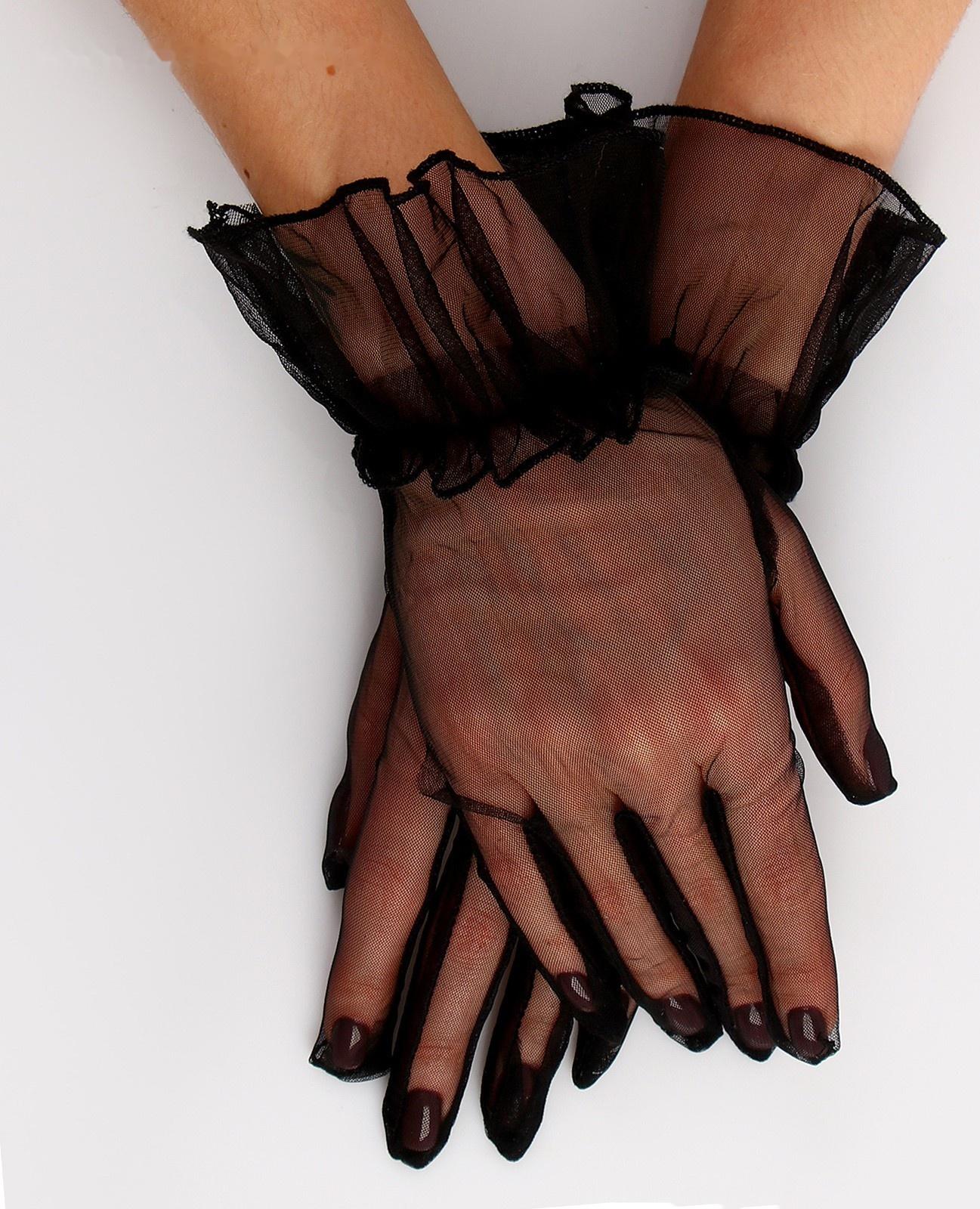 Карнавальный аксессуар - перчатки прозрачные с юбочкой, цвет черный