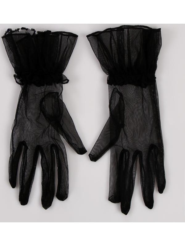 Карнавальный аксессуар - перчатки прозрачные с юбочкой, цвет черный