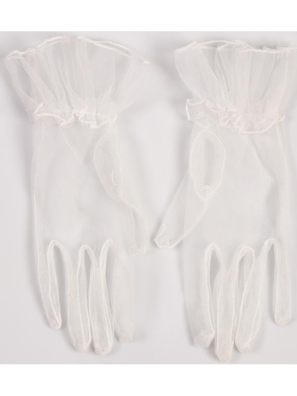 Карнавальный аксессуар - перчатки прозрачные с юбочкой, цвет белый