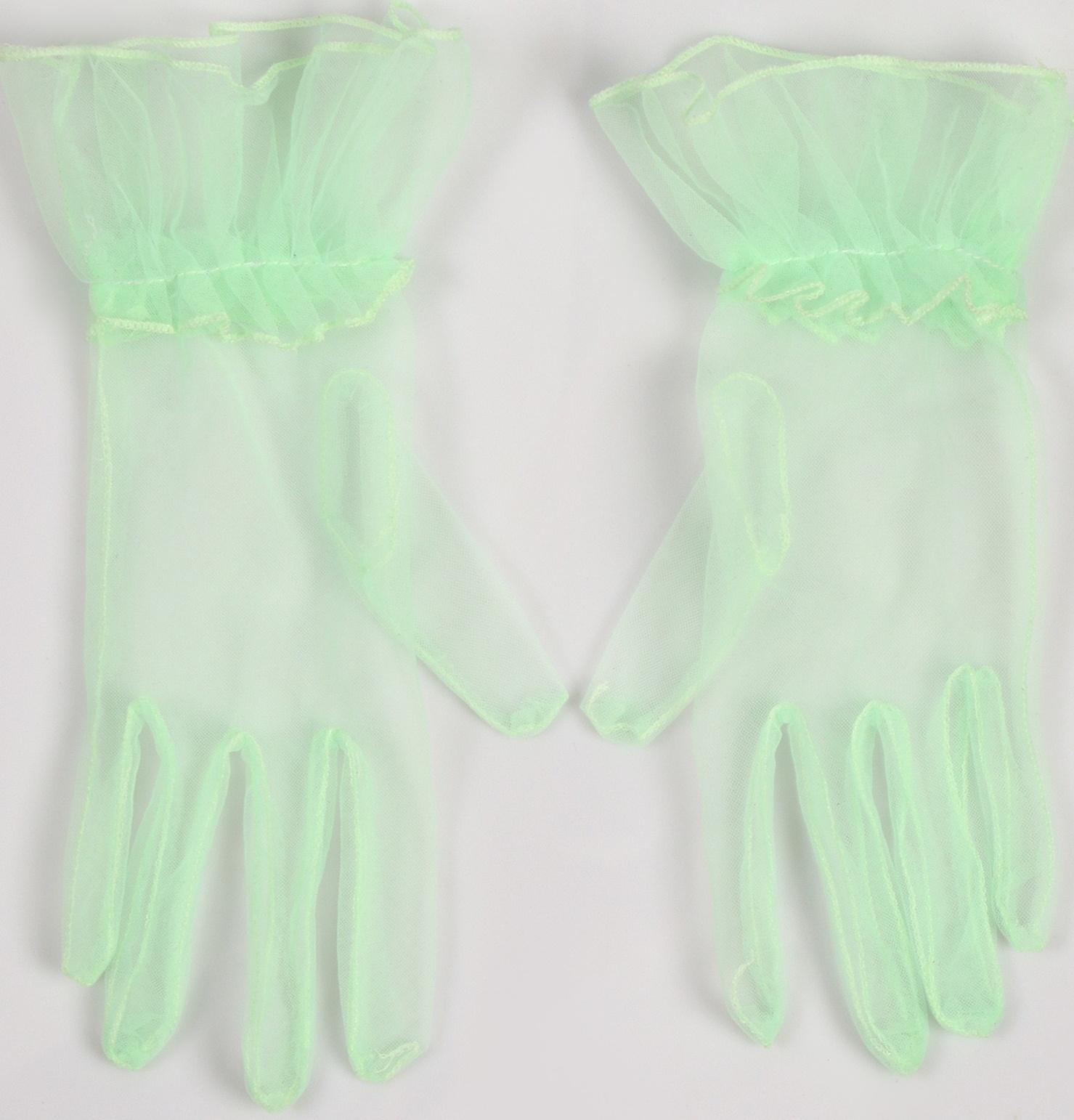 Карнавальный аксессуар - перчатки прозрачные с юбочкой, цвет зеленый