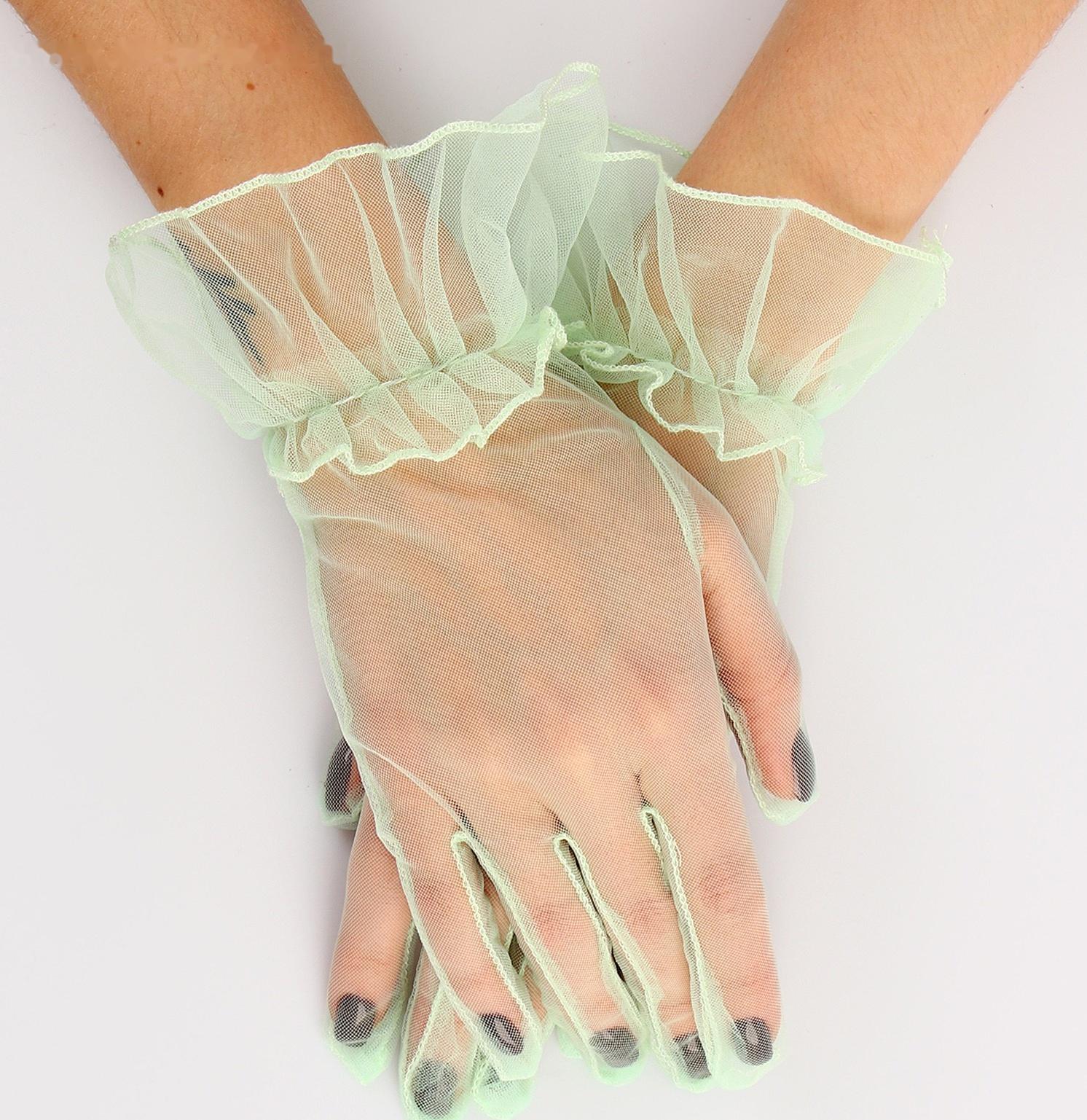 Карнавальный аксессуар - перчатки прозрачные с юбочкой, цвет зеленый