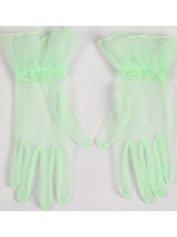 Карнавальный аксессуар - перчатки прозрачные с юбочкой, цвет зеленый