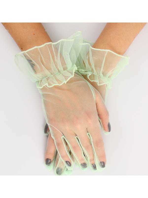 Карнавальный аксессуар - перчатки прозрачные с юбочкой, цвет зеленый