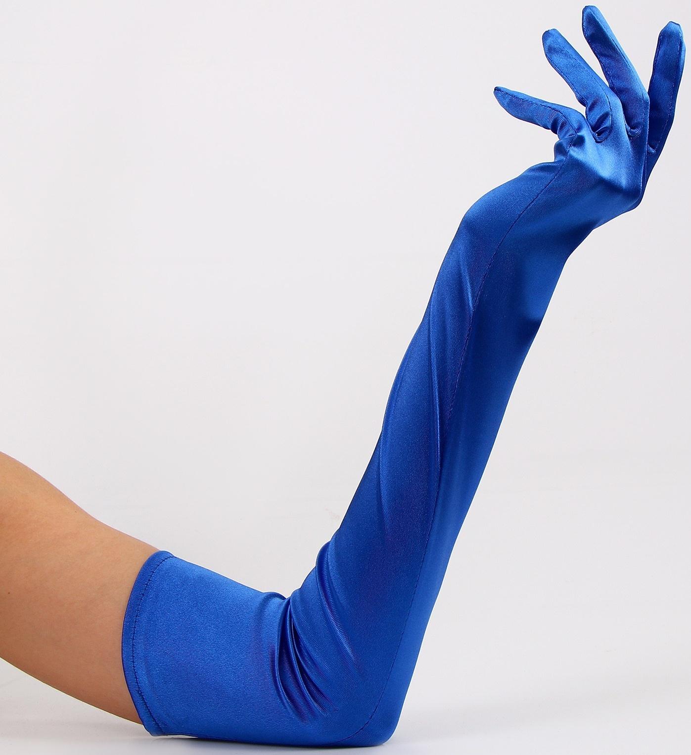 Карнавальный аксессуар - перчатки 55см, цвет синий