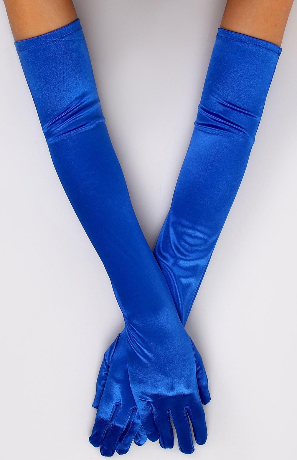 Карнавальный аксессуар - перчатки 55см, цвет синий
