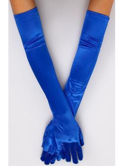Карнавальный аксессуар - перчатки 55см, цвет синий
