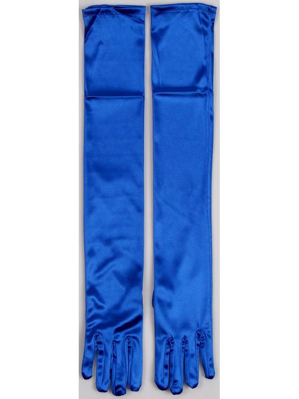 Карнавальный аксессуар - перчатки 55см, цвет синий