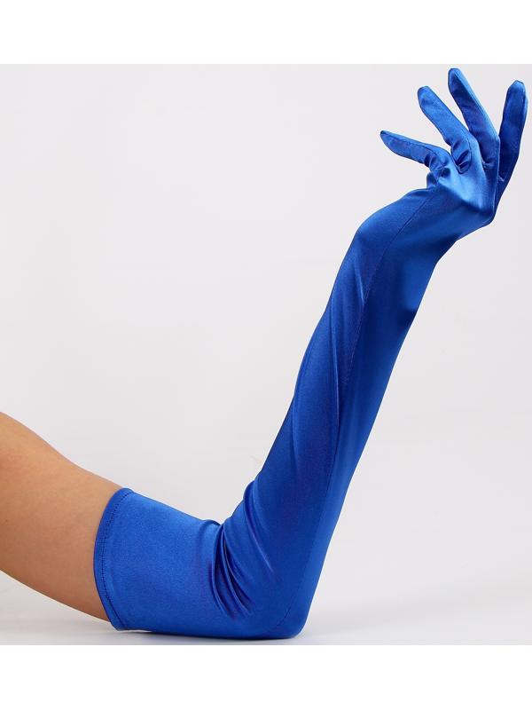 Карнавальный аксессуар - перчатки 55см, цвет синий