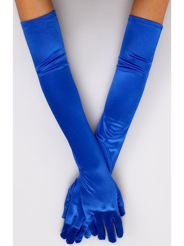 Карнавальный аксессуар - перчатки 55см, цвет синий