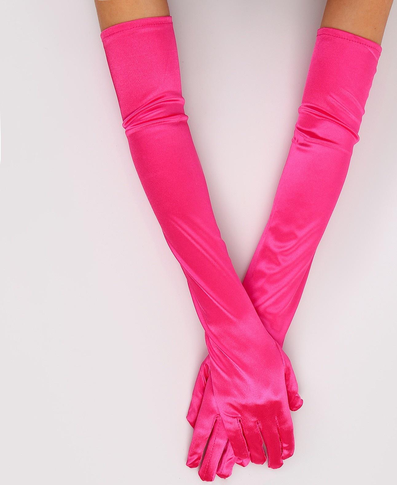 Карнавальный аксессуар - перчатки 55см, цвет фуксия