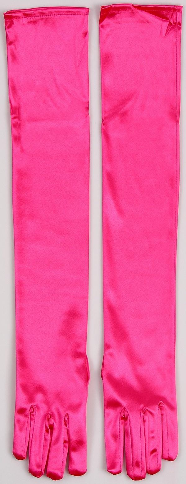 Карнавальный аксессуар - перчатки 55см, цвет фуксия