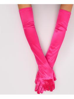Карнавальный аксессуар - перчатки 55см, цвет фуксия