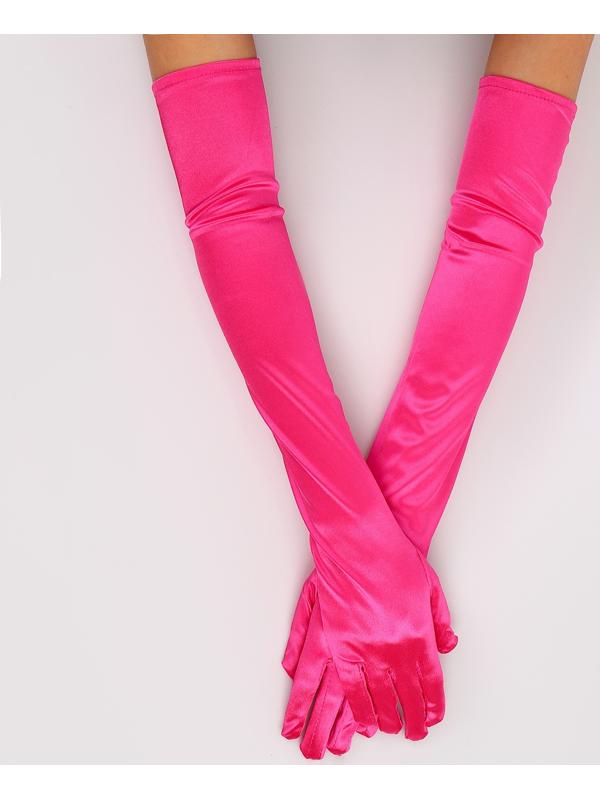 Карнавальный аксессуар - перчатки 55см, цвет фуксия