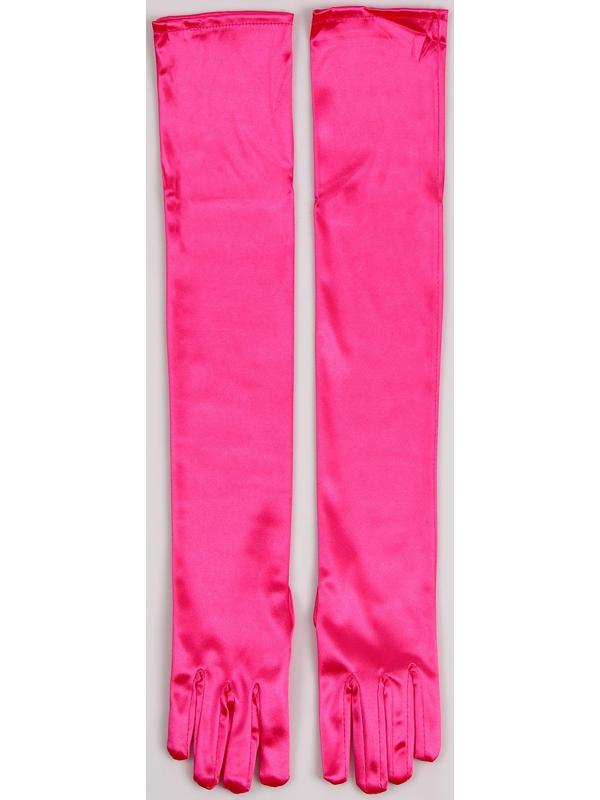 Карнавальный аксессуар - перчатки 55см, цвет фуксия