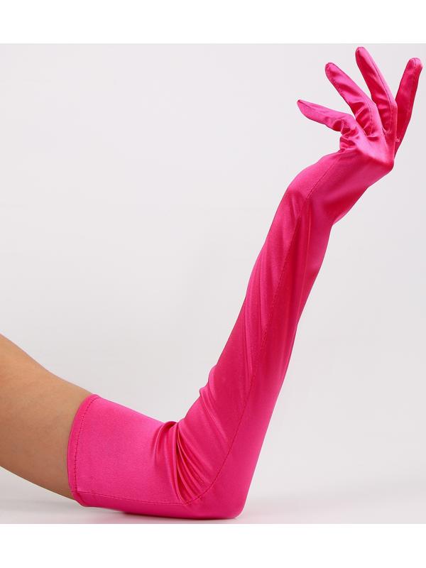 Карнавальный аксессуар - перчатки 55см, цвет фуксия