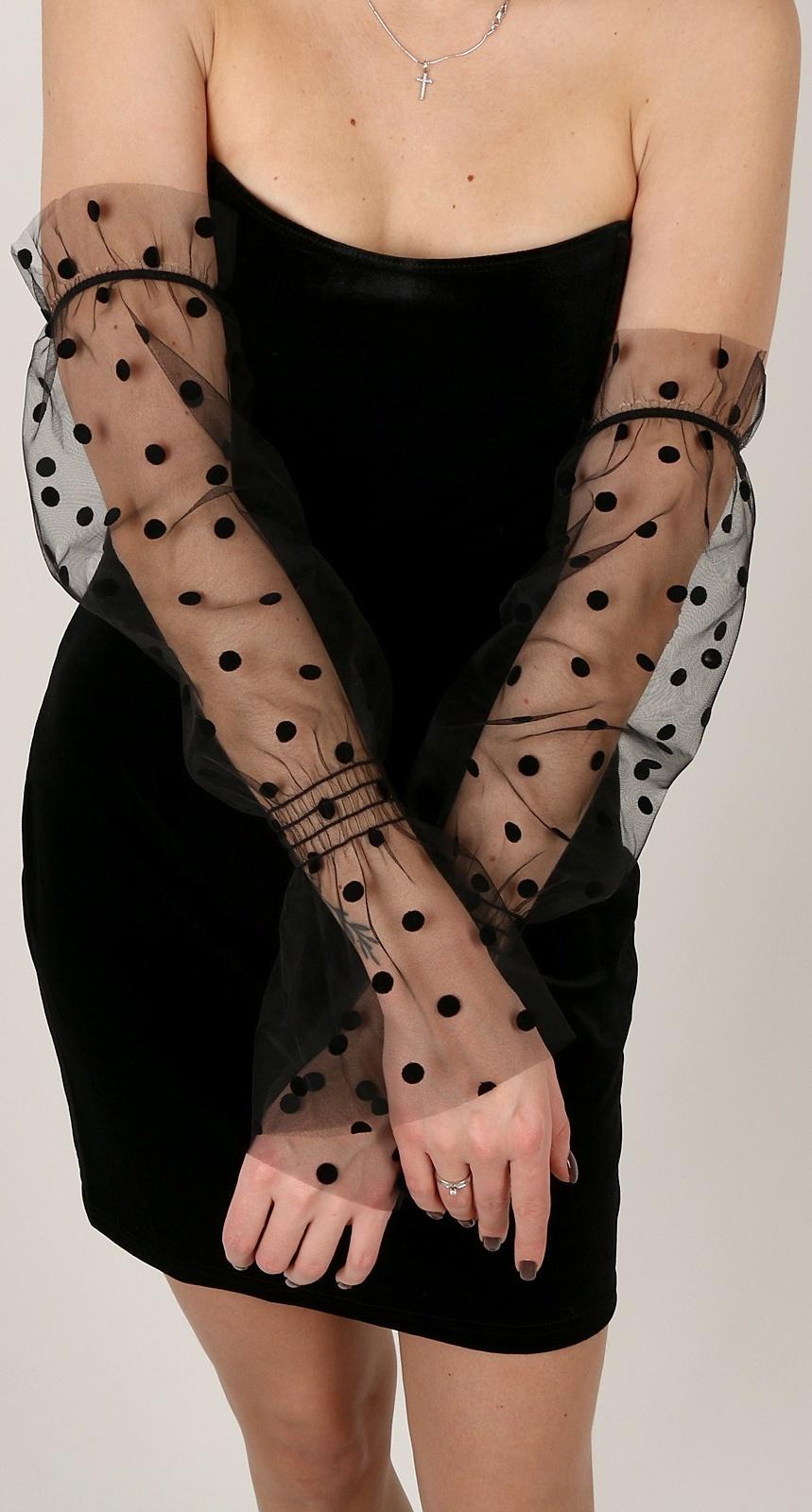 Карнавальный аксессуар перчатки - нарукавники, цвет черный в горох