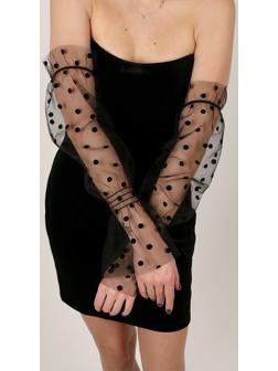 Карнавальный аксессуар перчатки - нарукавники, цвет черный в горох