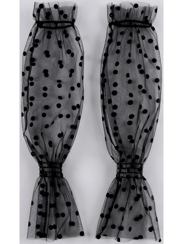 Карнавальный аксессуар перчатки - нарукавники, цвет черный в горох