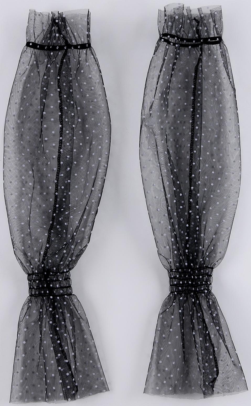 Карнавальный аксессуар перчатки - нарукавники, цвет черный в белый горох