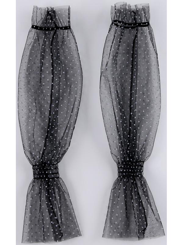 Карнавальный аксессуар перчатки - нарукавники, цвет черный в белый горох