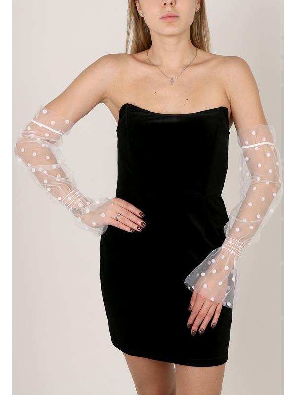 Карнавальный аксессуар перчатки - нарукавники, цвет белый в белый горох