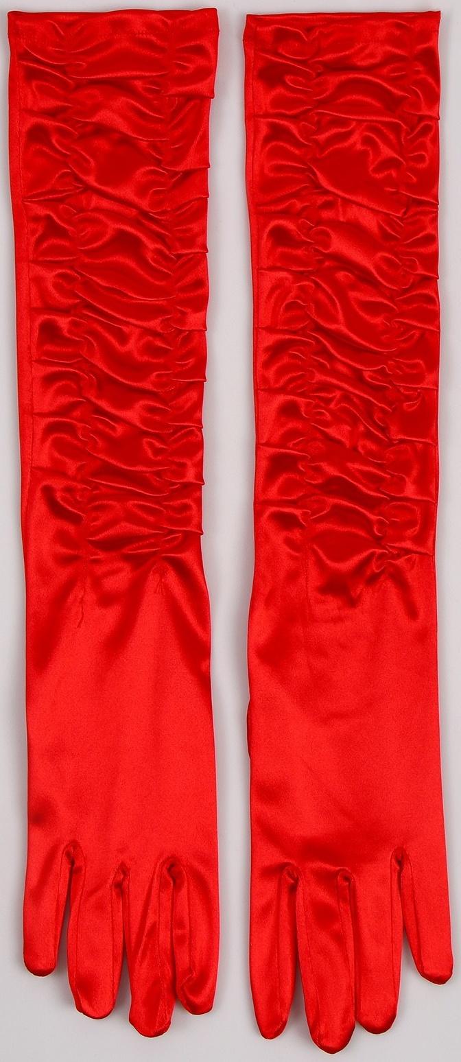 Карнавальный аксессуар - перчатки со сборкой, цвет красный