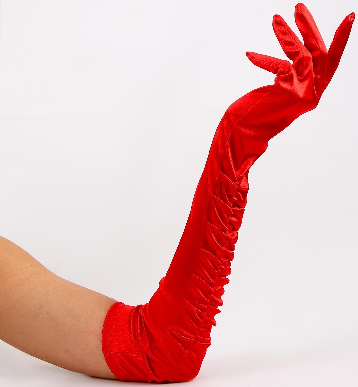 Карнавальный аксессуар - перчатки со сборкой, цвет красный