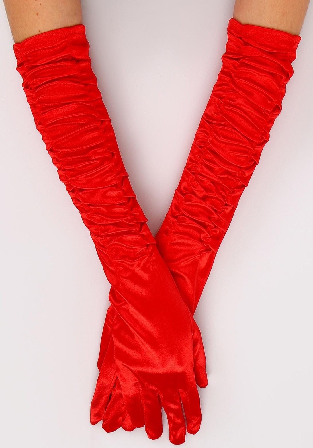 Карнавальный аксессуар - перчатки со сборкой, цвет красный