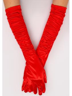 Карнавальный аксессуар - перчатки со сборкой, цвет красный