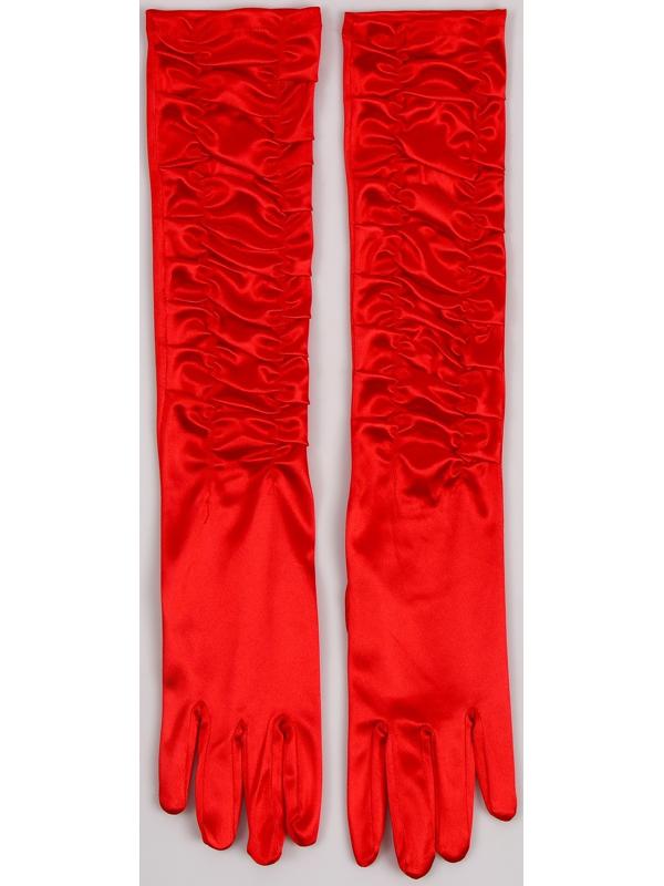 Карнавальный аксессуар - перчатки со сборкой, цвет красный