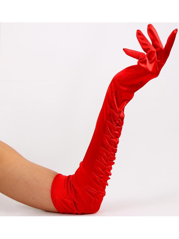 Карнавальный аксессуар - перчатки со сборкой, цвет красный