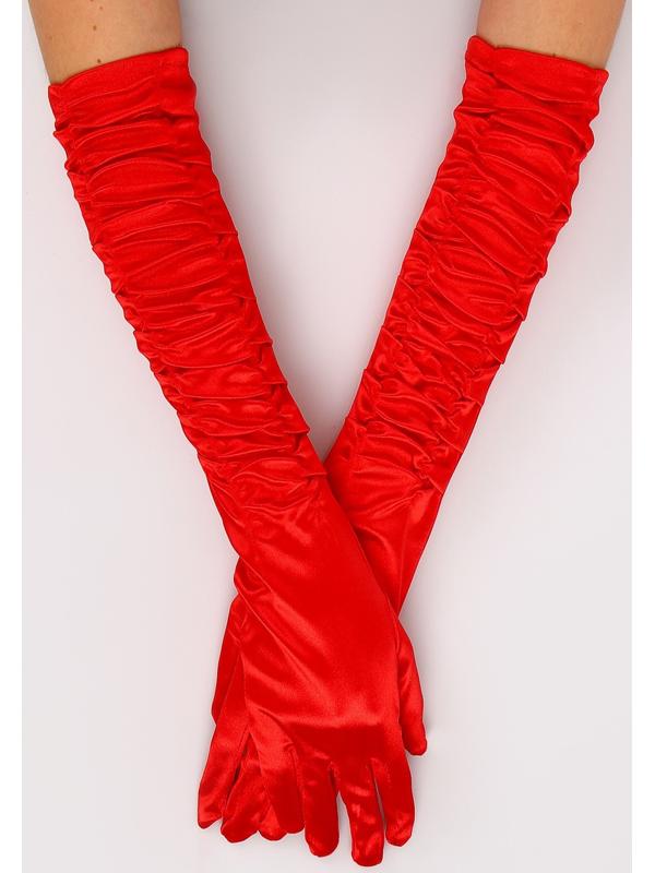 Карнавальный аксессуар - перчатки со сборкой, цвет красный