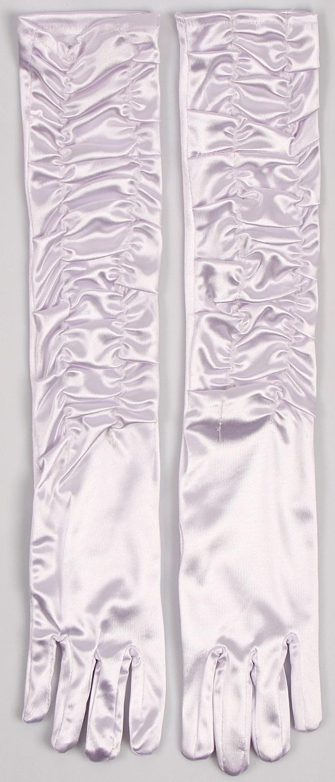 Карнавальный аксессуар - перчатки со сборкой, цвет белый