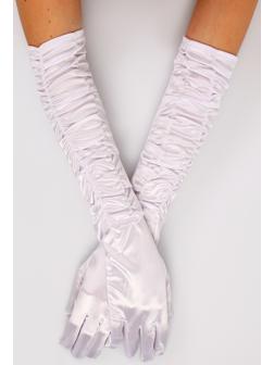 Карнавальный аксессуар - перчатки со сборкой, цвет белый