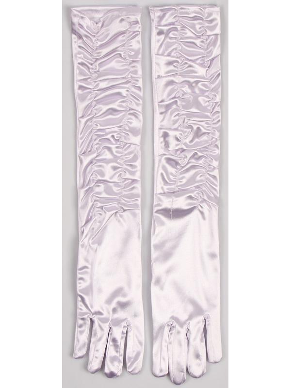Карнавальный аксессуар - перчатки со сборкой, цвет белый