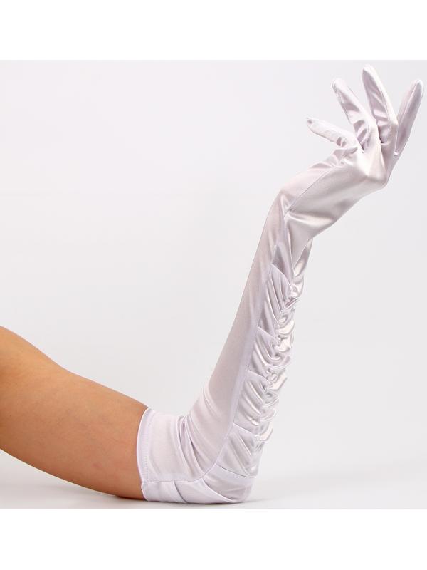 Карнавальный аксессуар - перчатки со сборкой, цвет белый