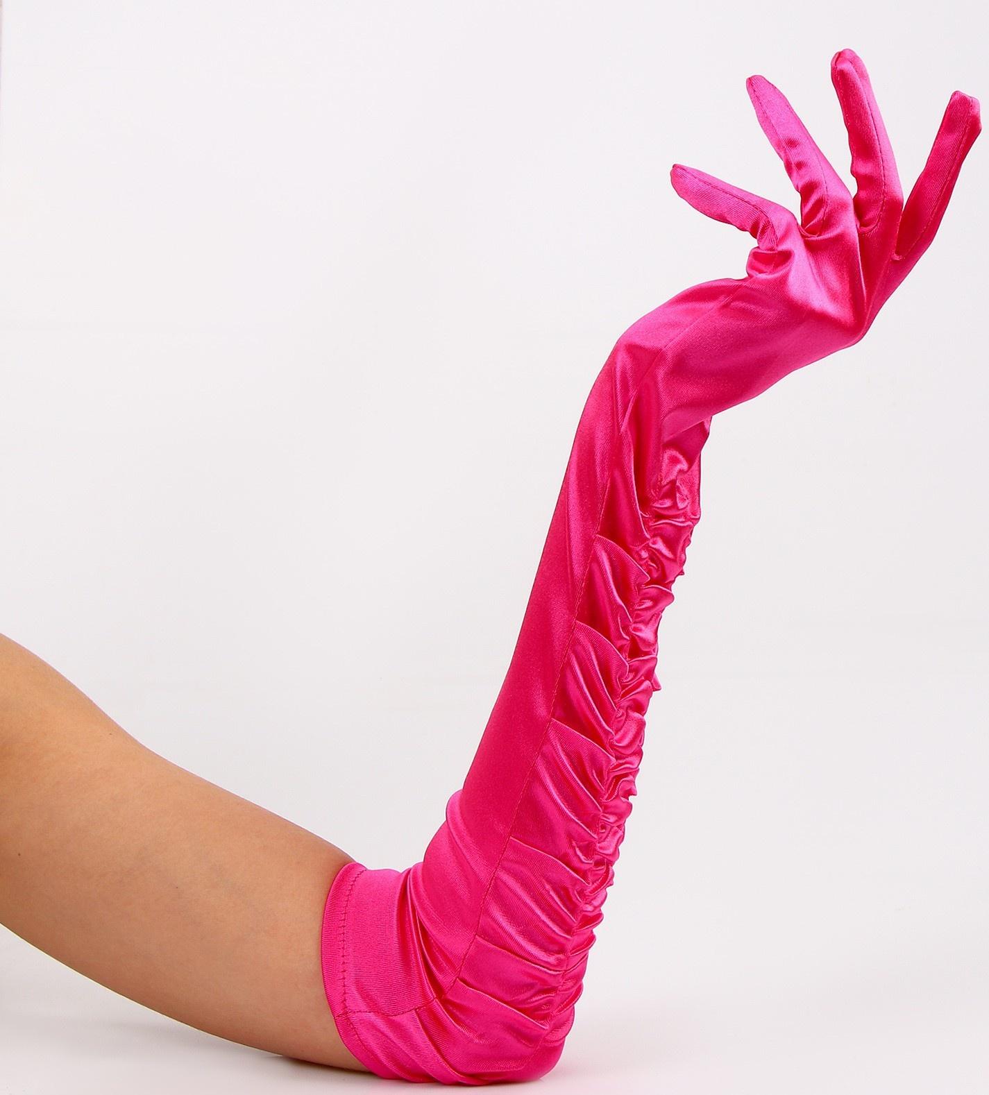 Карнавальный аксессуар - перчатки со сборкой, цвет фуксия