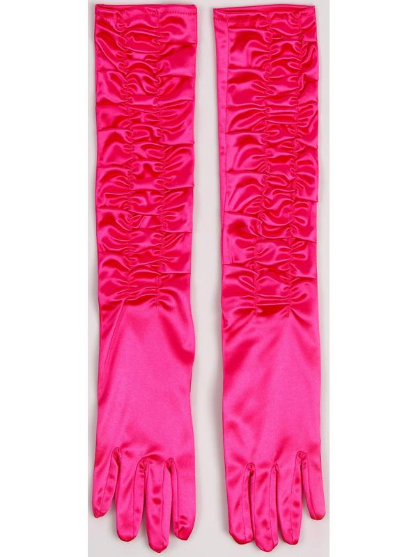 Карнавальный аксессуар - перчатки со сборкой, цвет фуксия